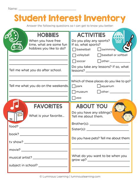 interest inventory for students.